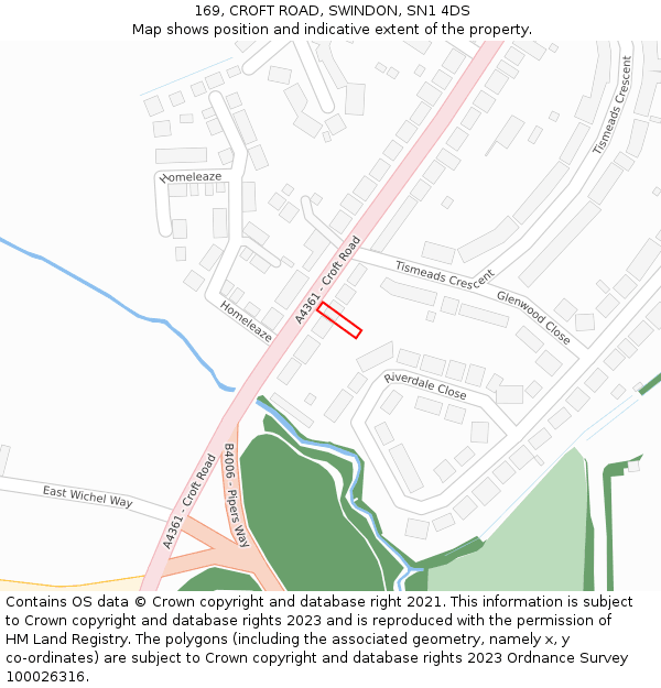 169, CROFT ROAD, SWINDON, SN1 4DS: Location map and indicative extent of plot