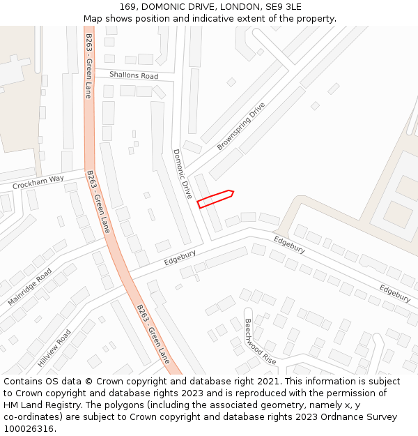 169, DOMONIC DRIVE, LONDON, SE9 3LE: Location map and indicative extent of plot