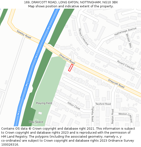 169, DRAYCOTT ROAD, LONG EATON, NOTTINGHAM, NG10 3BX: Location map and indicative extent of plot