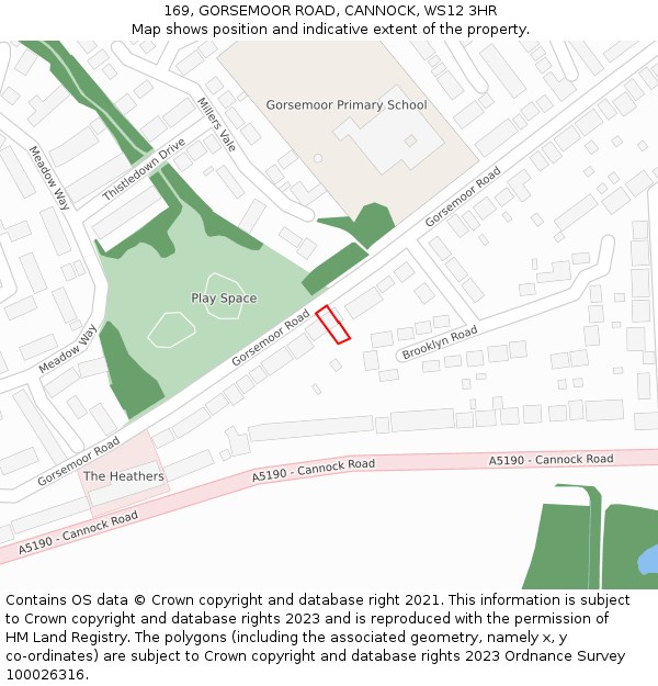 169, GORSEMOOR ROAD, CANNOCK, WS12 3HR: Location map and indicative extent of plot