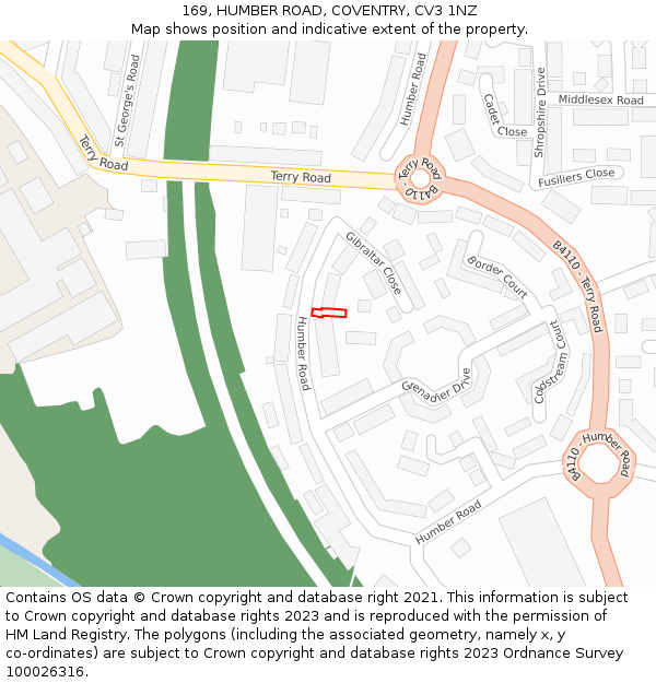 169, HUMBER ROAD, COVENTRY, CV3 1NZ: Location map and indicative extent of plot