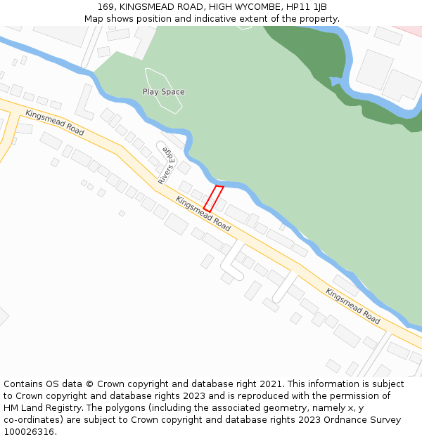 169, KINGSMEAD ROAD, HIGH WYCOMBE, HP11 1JB: Location map and indicative extent of plot