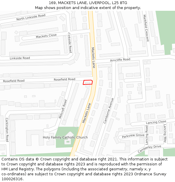 169, MACKETS LANE, LIVERPOOL, L25 8TG: Location map and indicative extent of plot