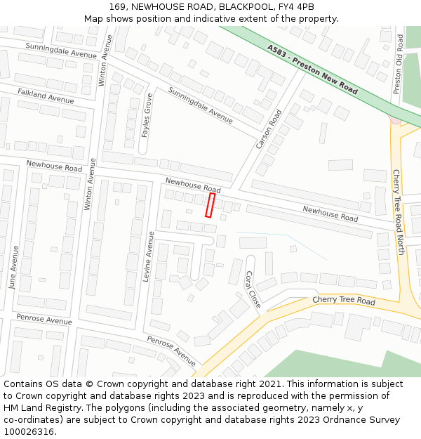 169, NEWHOUSE ROAD, BLACKPOOL, FY4 4PB: Location map and indicative extent of plot