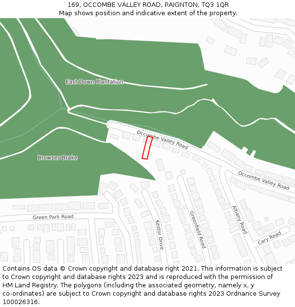 169, OCCOMBE VALLEY ROAD, PAIGNTON, TQ3 1QR: Location map and indicative extent of plot