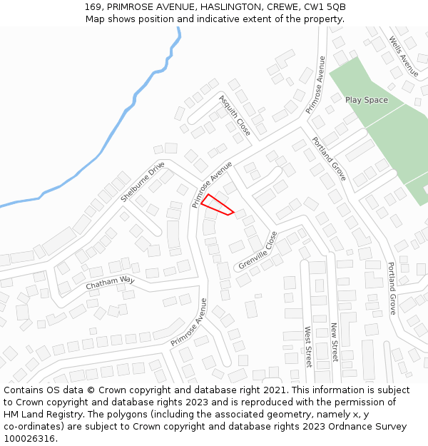 169, PRIMROSE AVENUE, HASLINGTON, CREWE, CW1 5QB: Location map and indicative extent of plot