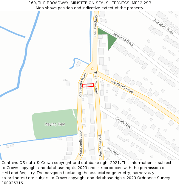 169, THE BROADWAY, MINSTER ON SEA, SHEERNESS, ME12 2SB: Location map and indicative extent of plot