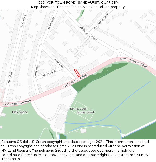 169, YORKTOWN ROAD, SANDHURST, GU47 9BN: Location map and indicative extent of plot