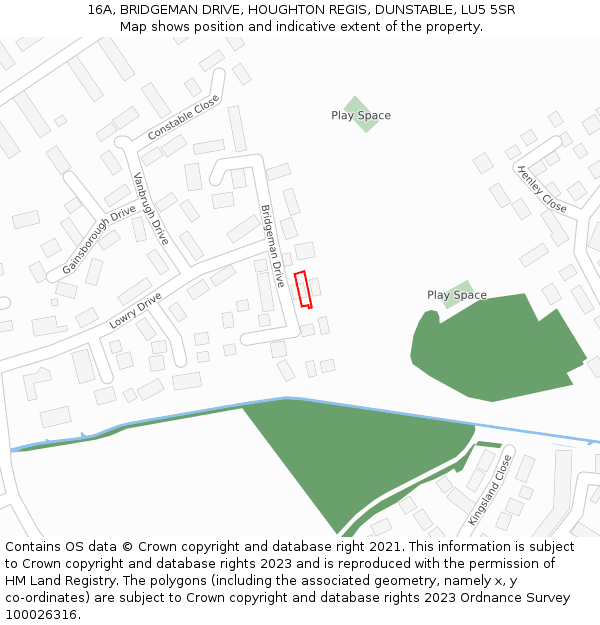 16A, BRIDGEMAN DRIVE, HOUGHTON REGIS, DUNSTABLE, LU5 5SR: Location map and indicative extent of plot