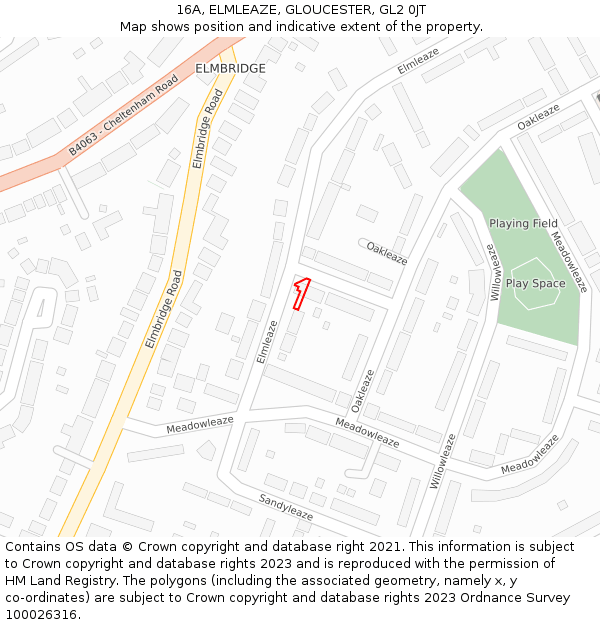 16A, ELMLEAZE, GLOUCESTER, GL2 0JT: Location map and indicative extent of plot
