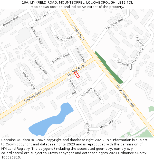 16A, LINKFIELD ROAD, MOUNTSORREL, LOUGHBOROUGH, LE12 7DL: Location map and indicative extent of plot