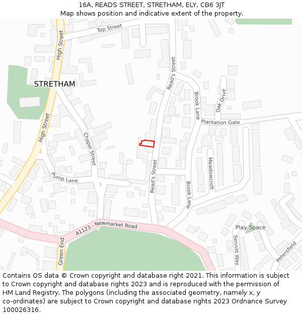 16A, READS STREET, STRETHAM, ELY, CB6 3JT: Location map and indicative extent of plot