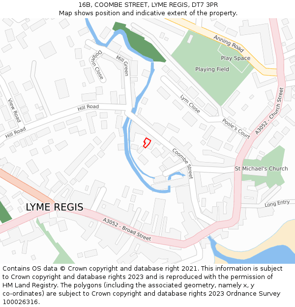 16B, COOMBE STREET, LYME REGIS, DT7 3PR: Location map and indicative extent of plot