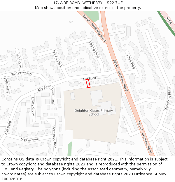 17, AIRE ROAD, WETHERBY, LS22 7UE: Location map and indicative extent of plot