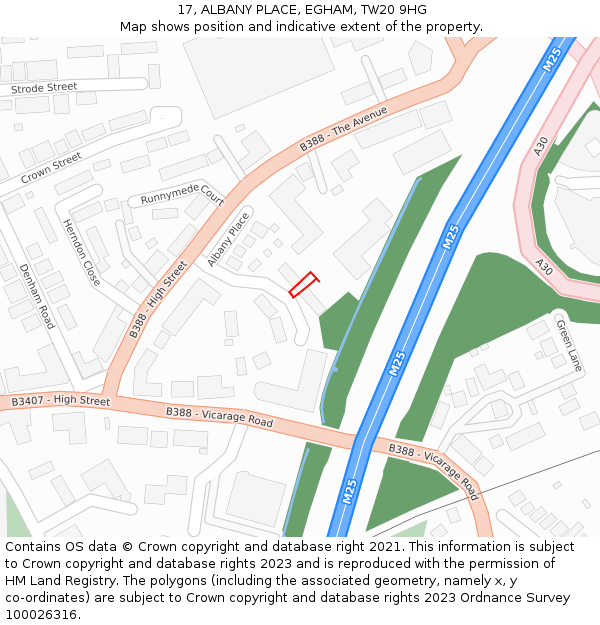 17, ALBANY PLACE, EGHAM, TW20 9HG: Location map and indicative extent of plot