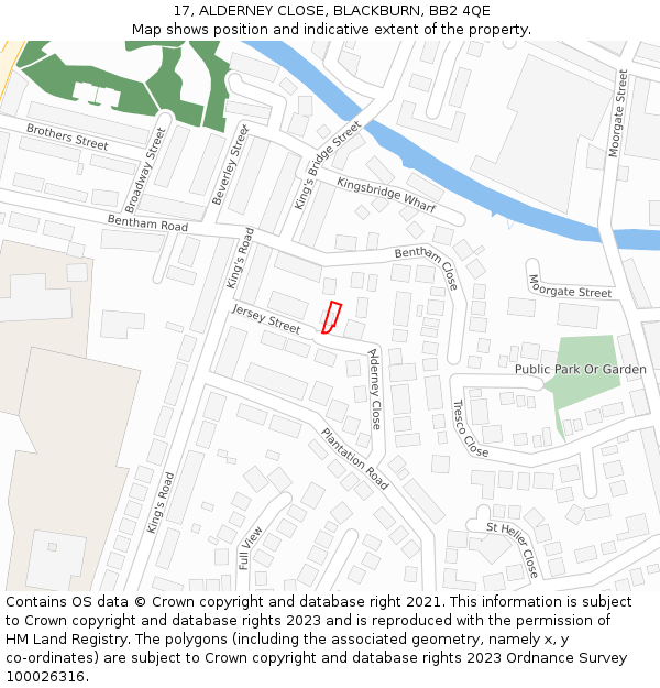 17, ALDERNEY CLOSE, BLACKBURN, BB2 4QE: Location map and indicative extent of plot