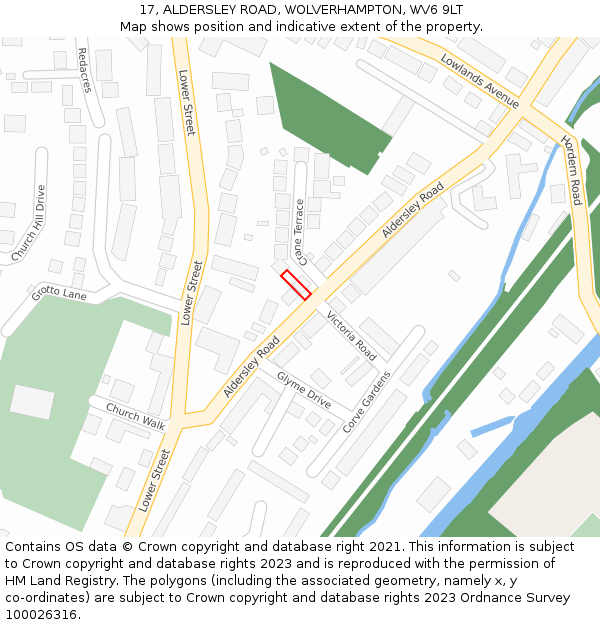 17, ALDERSLEY ROAD, WOLVERHAMPTON, WV6 9LT: Location map and indicative extent of plot