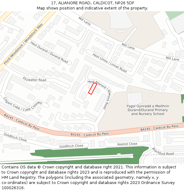 17, ALIANORE ROAD, CALDICOT, NP26 5DF: Location map and indicative extent of plot
