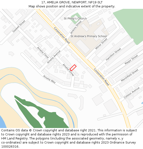 17, AMELIA GROVE, NEWPORT, NP19 0LT: Location map and indicative extent of plot