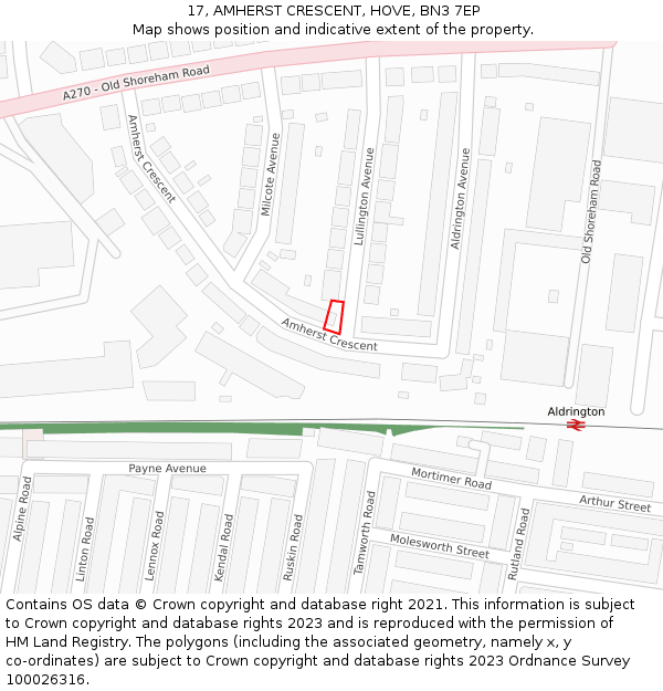 17, AMHERST CRESCENT, HOVE, BN3 7EP: Location map and indicative extent of plot