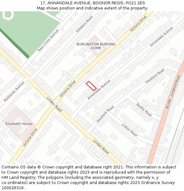 17, ANNANDALE AVENUE, BOGNOR REGIS, PO21 2ES: Location map and indicative extent of plot