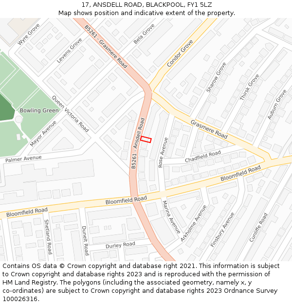 17, ANSDELL ROAD, BLACKPOOL, FY1 5LZ: Location map and indicative extent of plot