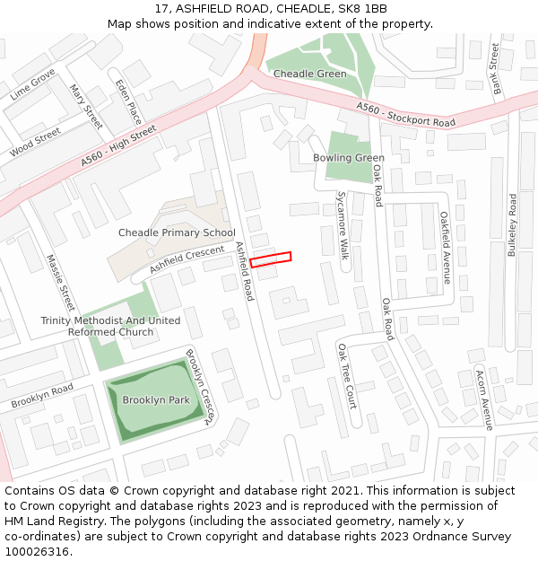 17, ASHFIELD ROAD, CHEADLE, SK8 1BB: Location map and indicative extent of plot