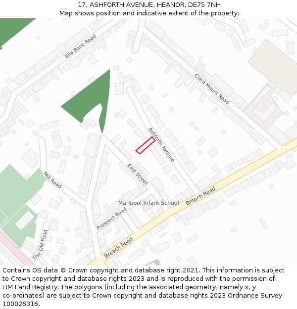 17, ASHFORTH AVENUE, HEANOR, DE75 7NH: Location map and indicative extent of plot