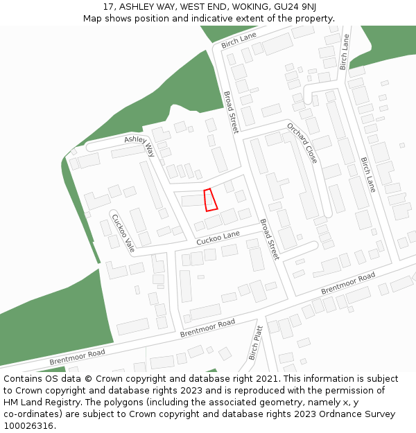 17, ASHLEY WAY, WEST END, WOKING, GU24 9NJ: Location map and indicative extent of plot