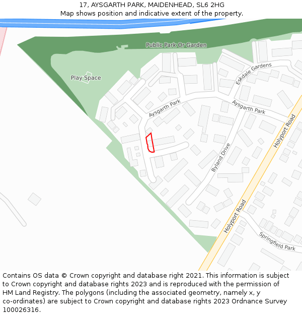 17, AYSGARTH PARK, MAIDENHEAD, SL6 2HG: Location map and indicative extent of plot