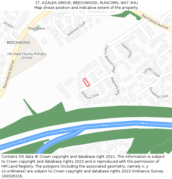 17, AZALEA GROVE, BEECHWOOD, RUNCORN, WA7 3HU: Location map and indicative extent of plot