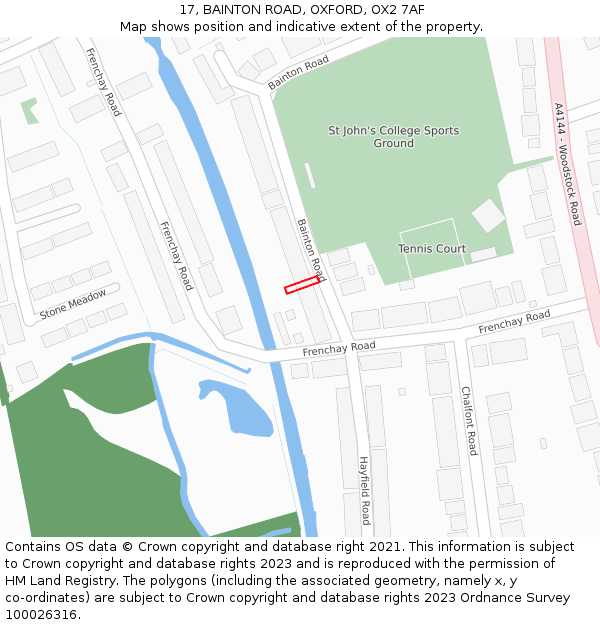 17, BAINTON ROAD, OXFORD, OX2 7AF: Location map and indicative extent of plot