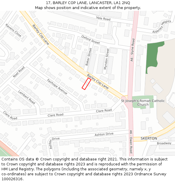 17, BARLEY COP LANE, LANCASTER, LA1 2NQ: Location map and indicative extent of plot