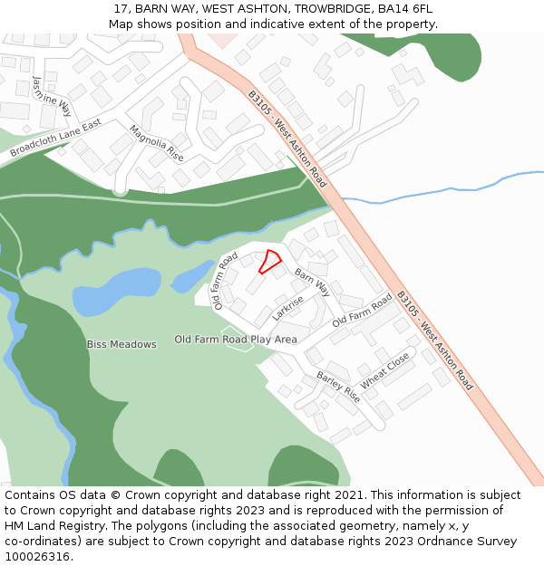 17, BARN WAY, WEST ASHTON, TROWBRIDGE, BA14 6FL: Location map and indicative extent of plot