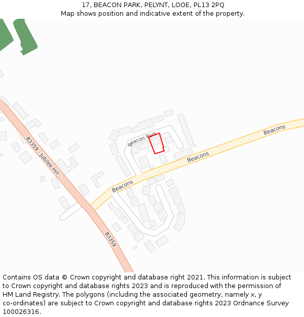 17, BEACON PARK, PELYNT, LOOE, PL13 2PQ: Location map and indicative extent of plot