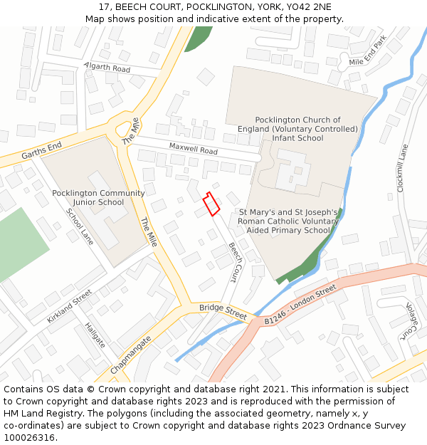 17, BEECH COURT, POCKLINGTON, YORK, YO42 2NE: Location map and indicative extent of plot