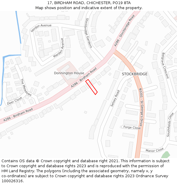 17, BIRDHAM ROAD, CHICHESTER, PO19 8TA: Location map and indicative extent of plot