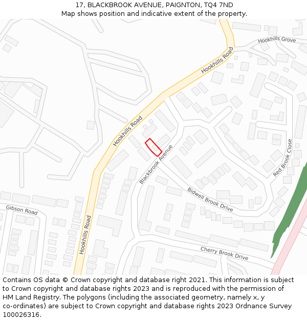 17, BLACKBROOK AVENUE, PAIGNTON, TQ4 7ND: Location map and indicative extent of plot