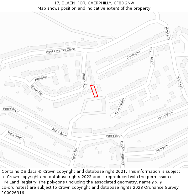 17, BLAEN IFOR, CAERPHILLY, CF83 2NW: Location map and indicative extent of plot