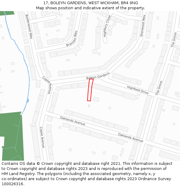 17, BOLEYN GARDENS, WEST WICKHAM, BR4 9NG: Location map and indicative extent of plot