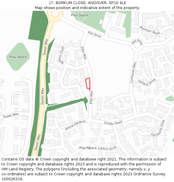17, BORKUM CLOSE, ANDOVER, SP10 4LE: Location map and indicative extent of plot