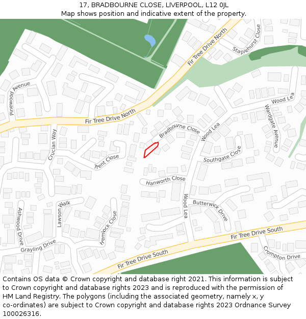 17, BRADBOURNE CLOSE, LIVERPOOL, L12 0JL: Location map and indicative extent of plot