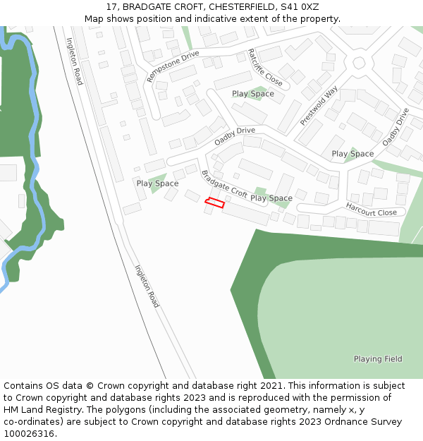 17, BRADGATE CROFT, CHESTERFIELD, S41 0XZ: Location map and indicative extent of plot