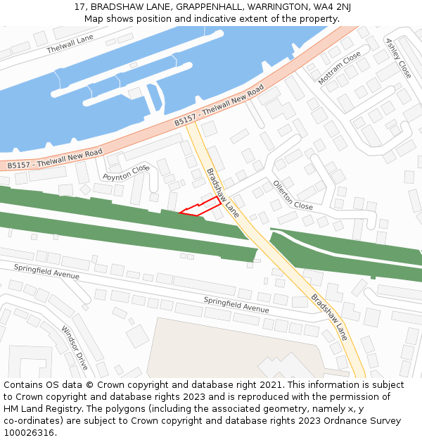 17, BRADSHAW LANE, GRAPPENHALL, WARRINGTON, WA4 2NJ: Location map and indicative extent of plot