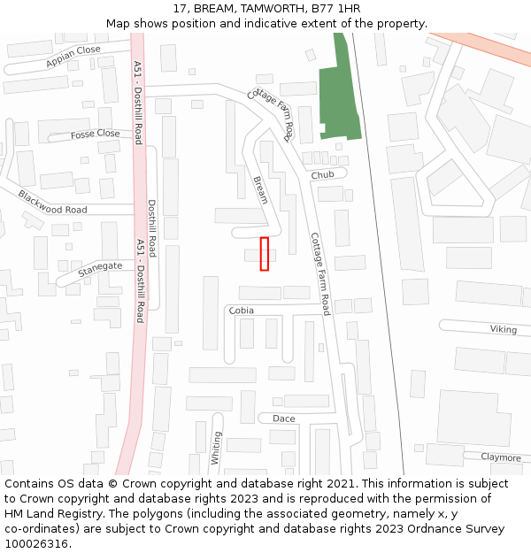 17, BREAM, TAMWORTH, B77 1HR: Location map and indicative extent of plot