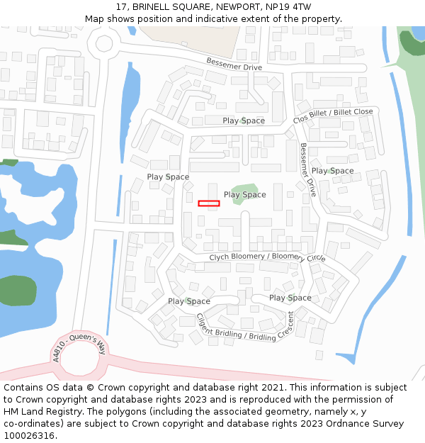 17, BRINELL SQUARE, NEWPORT, NP19 4TW: Location map and indicative extent of plot