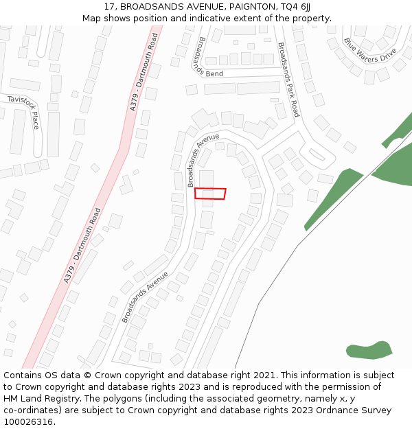 17, BROADSANDS AVENUE, PAIGNTON, TQ4 6JJ: Location map and indicative extent of plot