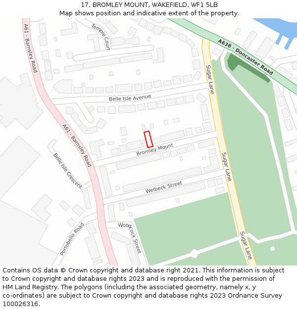 17, BROMLEY MOUNT, WAKEFIELD, WF1 5LB: Location map and indicative extent of plot