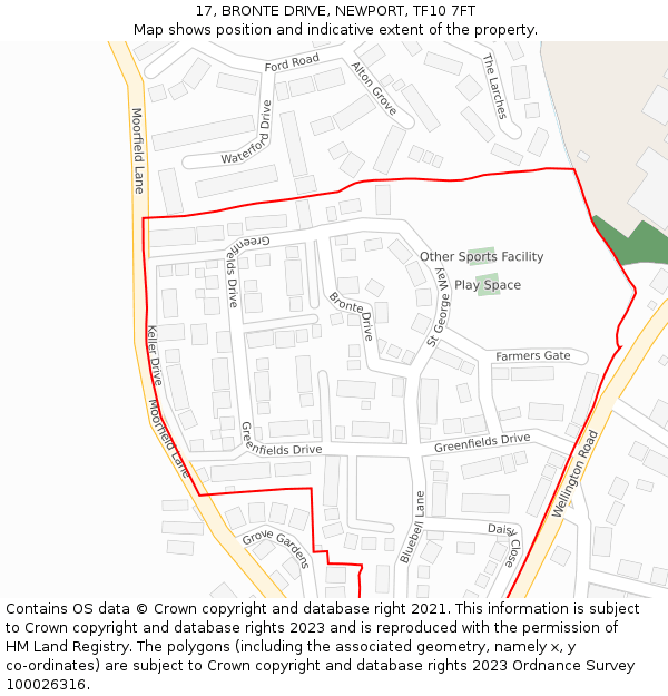 17, BRONTE DRIVE, NEWPORT, TF10 7FT: Location map and indicative extent of plot