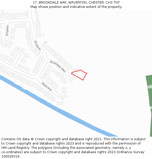 17, BROOKDALE WAY, WAVERTON, CHESTER, CH3 7NT: Location map and indicative extent of plot